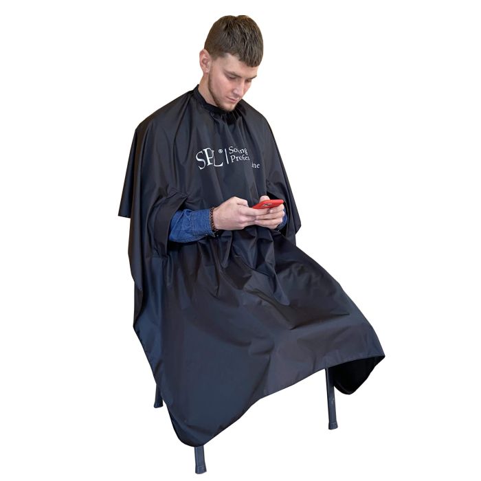 Парикмахерский пеньюар 2в1 с вырезами для рук черный – 905073-23