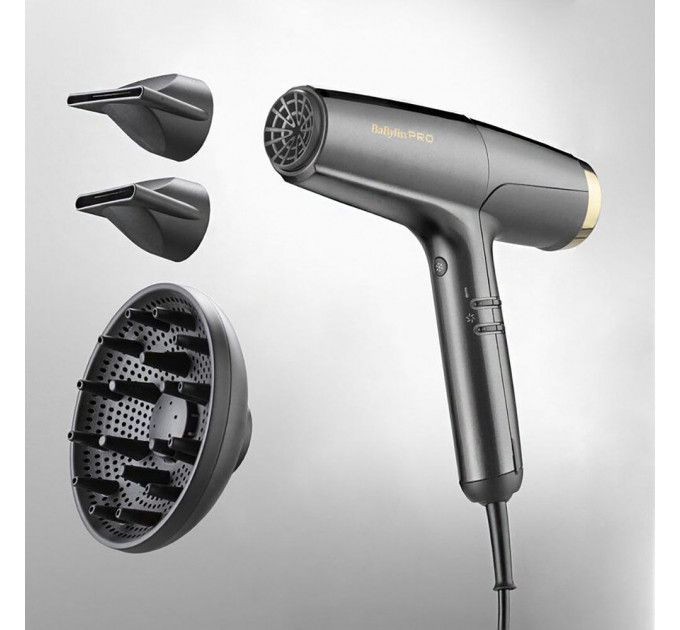 Фен для волос BaByliss PRO Falco Grey&Gold High Speed BAB8550E