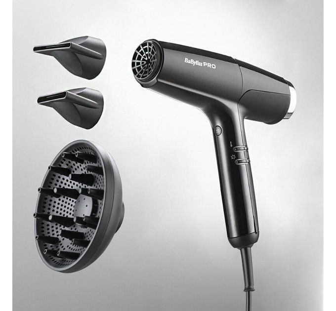 Фен для волос BaByliss PRO Falco Black&Silver High Speed BAB8550BE