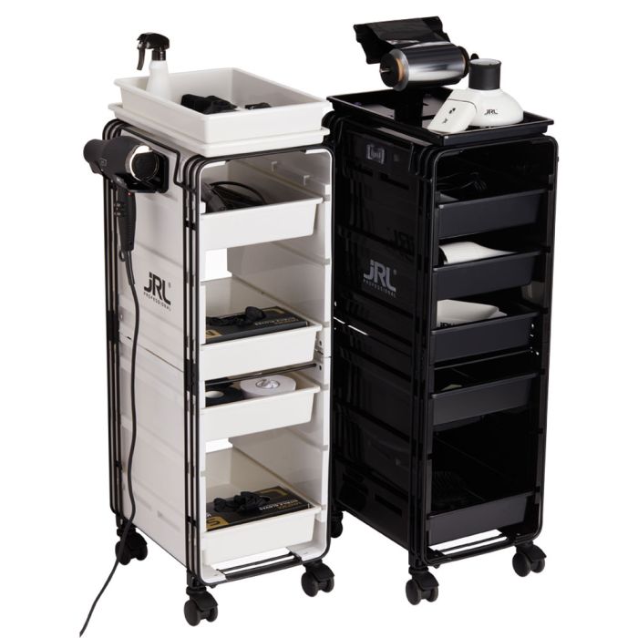 Тележка парикмахерская/барберская на 5 отделений белого цвета JRL-TL00024