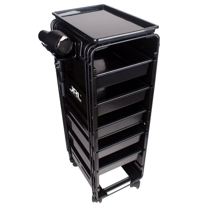 Тележка парикмахерская/барберская на 5 отделений черного цвета JRL-TL00025